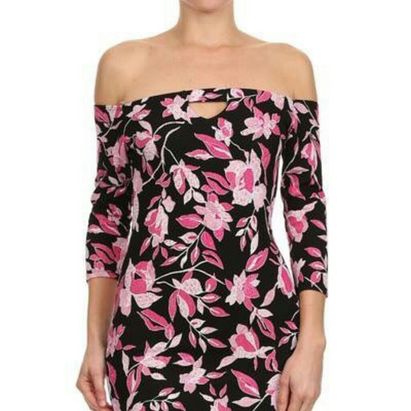 Short floral sexy dress two colors navy and pink