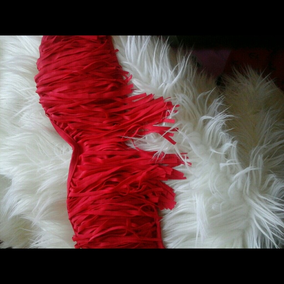 Fringe red bikini