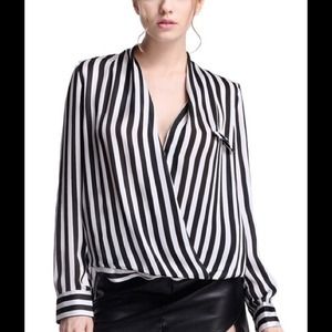 White And Black Fluid Striped Shirt