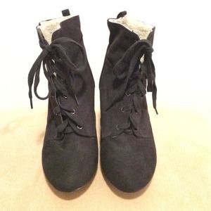 Black suede booties