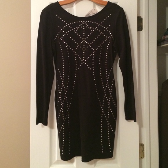 Black studded stretchy dress