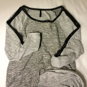 Grey sweater with leather (imitation) trim