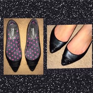 Pointed Black Glitter Flats