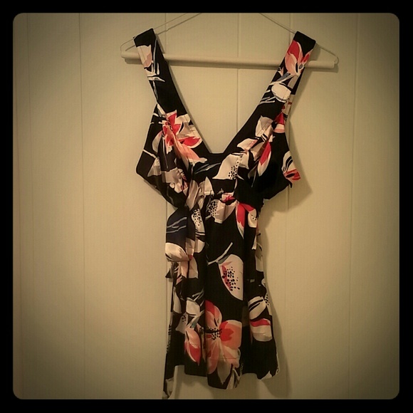 Vibrant floral silk tank