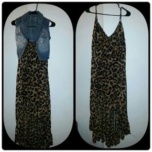 Leopard print ruffle dress.