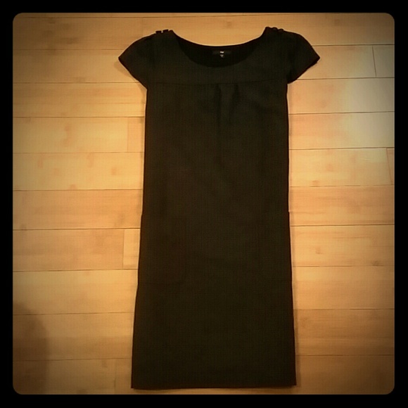Wool cap sleeve dress with pockets - Picture 1 of 3