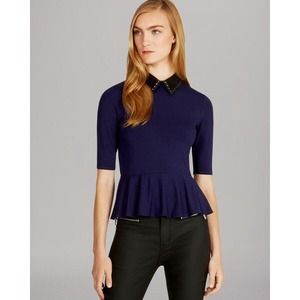 Karen Millen navy peplum top