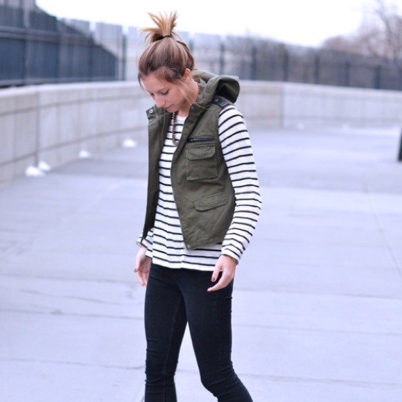 Cargo Vest with Leather Detail