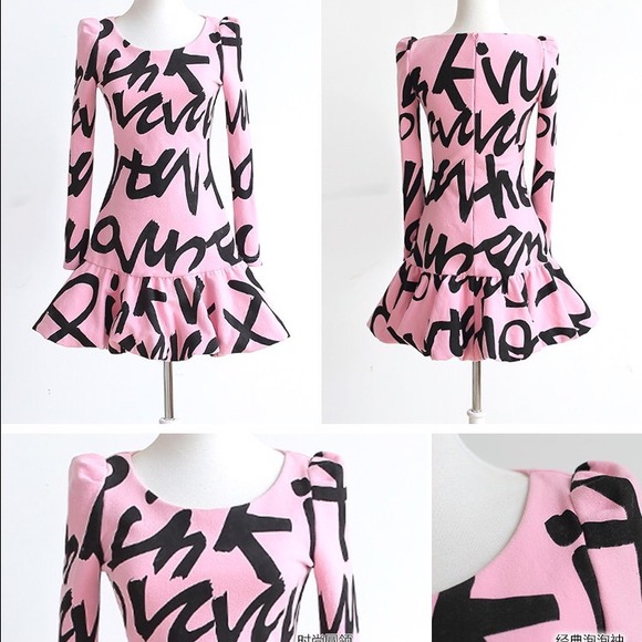 🎉HP🎉pink graffiti dress, premium quality cotton! - Picture 2 of 4