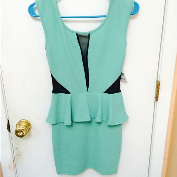 Teal bondage sexy peplum dress