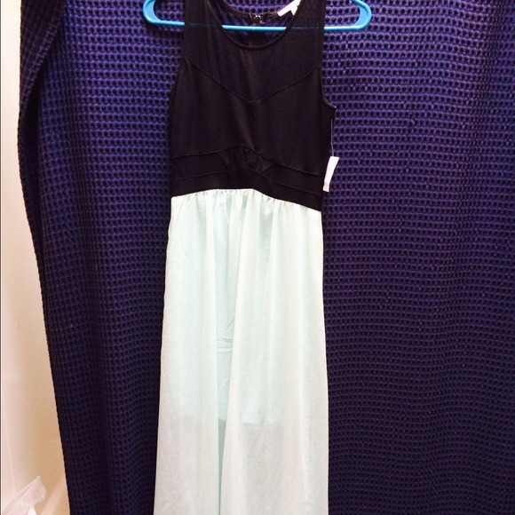 Light blue and black shafon maxi dress