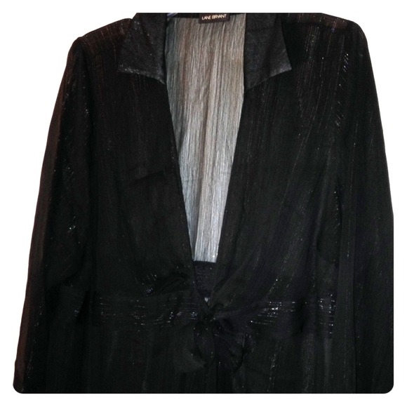 Lane Bryant Black Sheer long sleeved wrap blouse