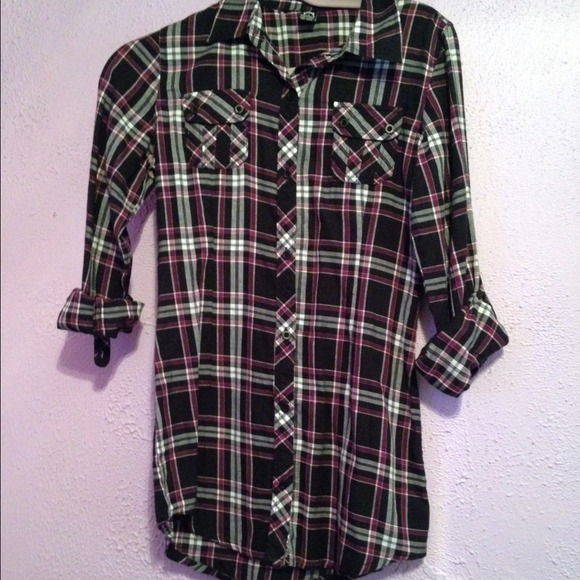 Black, Purple and white flannel