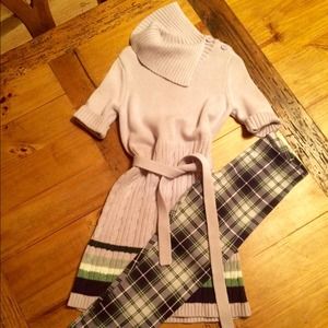 Gymboree Sweater Dress and plaid leggings