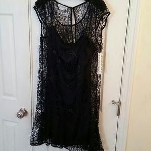 Lace with sequins Navy dress