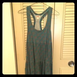 Teal and gold racer back sun dress