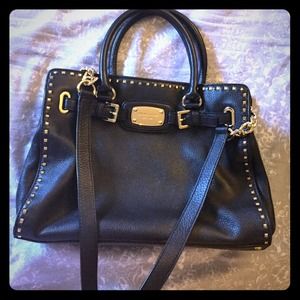 Michael Kors Hamilton whipped black and gold bag