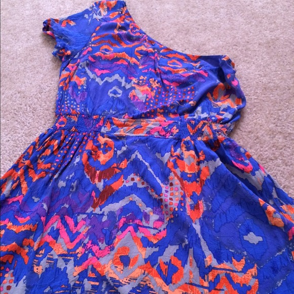 Aztec print one shoulder dress sold