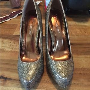 JustFab gold glitter heels