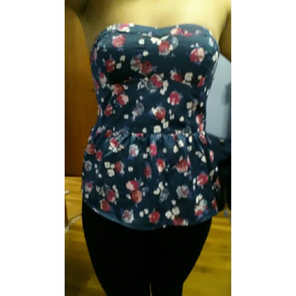 Strapless Floral Top