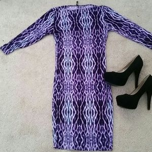 Purple/ blue leopard print spandex dress