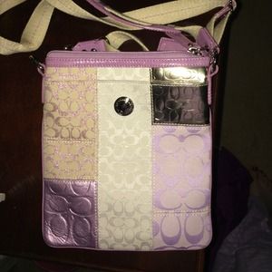 Purple patchwork coach purse