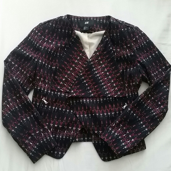 H&M Asymmetrical Printed Polyester Open Jacket