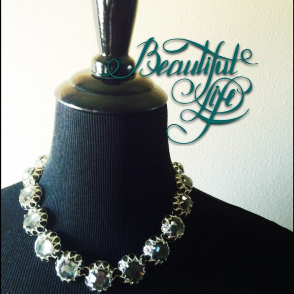 Silver & Black Flower Necklace