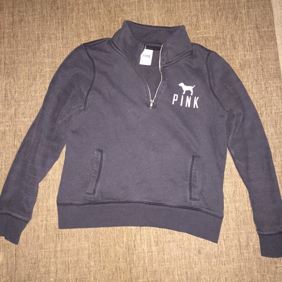 Pink Victoria's Secret Black Half Zip