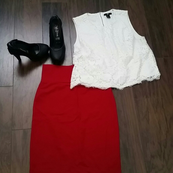 Red pencil skirt