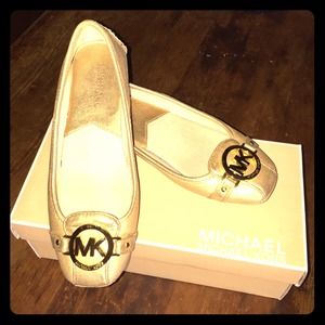Michael Kors gold Fulton flats