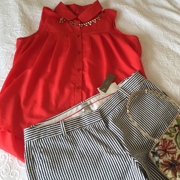 ⚓️ NWT Cafe Capri J.Crew navy & white pants - Picture 2 of 4