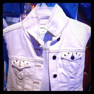 Refashioned white denim jacket