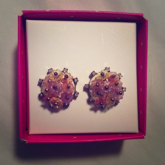 Pink and purple pastel floral earrings