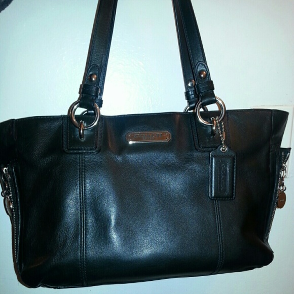 Black leather Coach handbag