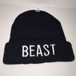 BEAST cuffed black beanie