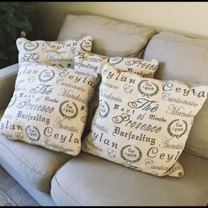 throw pillows with script writing