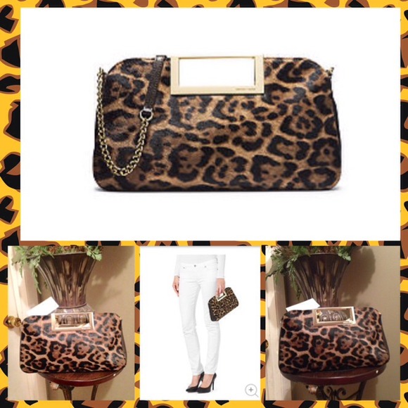 Michael Kors lg Berkley leopard calf clutch