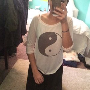 Ying Yang Pink and White Baseball Tee