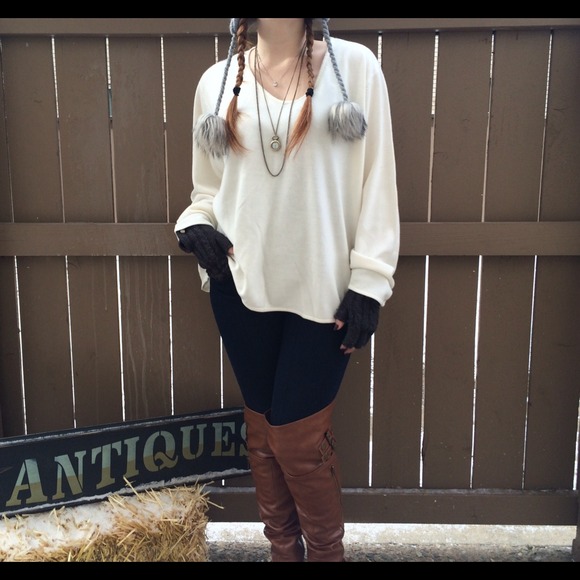 Cream v neck sweater