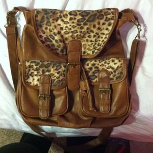 Brown cheetah print purse