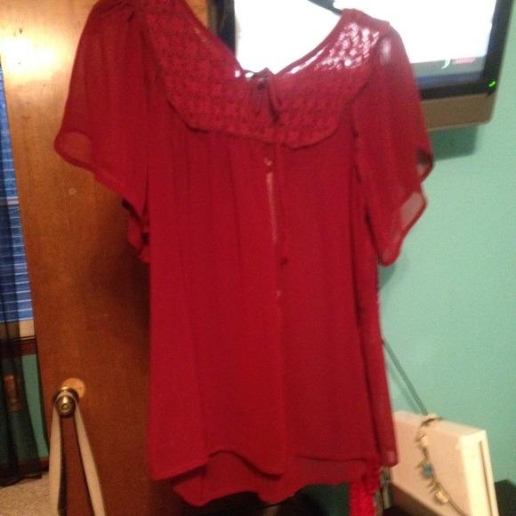 Red see through shirt