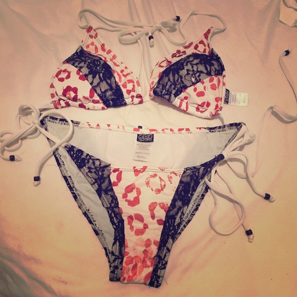 Sinful Leopard and Lace Bikini Swimsuit Size S