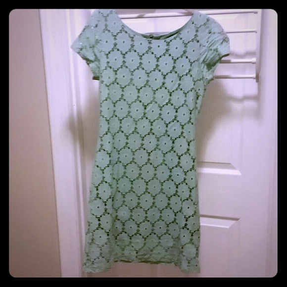 Sea foam green eyelet lace dress
