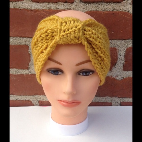 Crochet ear warmer in mustard yellow