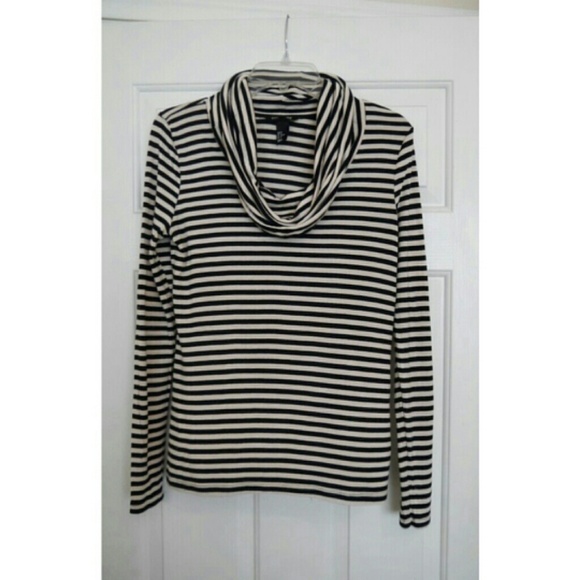 H&M Cowl Neck Cream and Black Striped Top