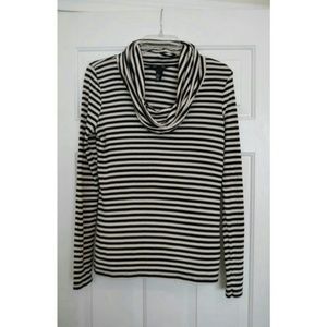 H&M Cowl Neck Cream and Black Striped Top
