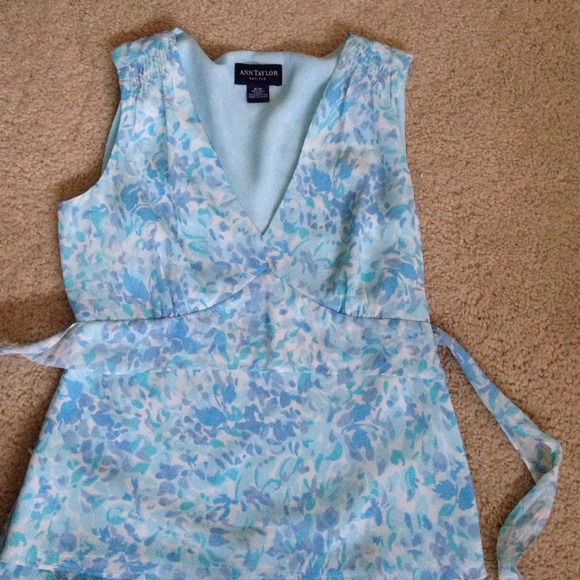 100% silk lined skirt/top floral baby blue hues - Picture 2 of 4