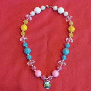 Easter Owl chunky bubblegum necklace