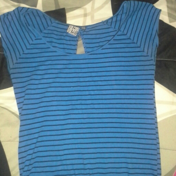 Blue and black striped volcom shirt